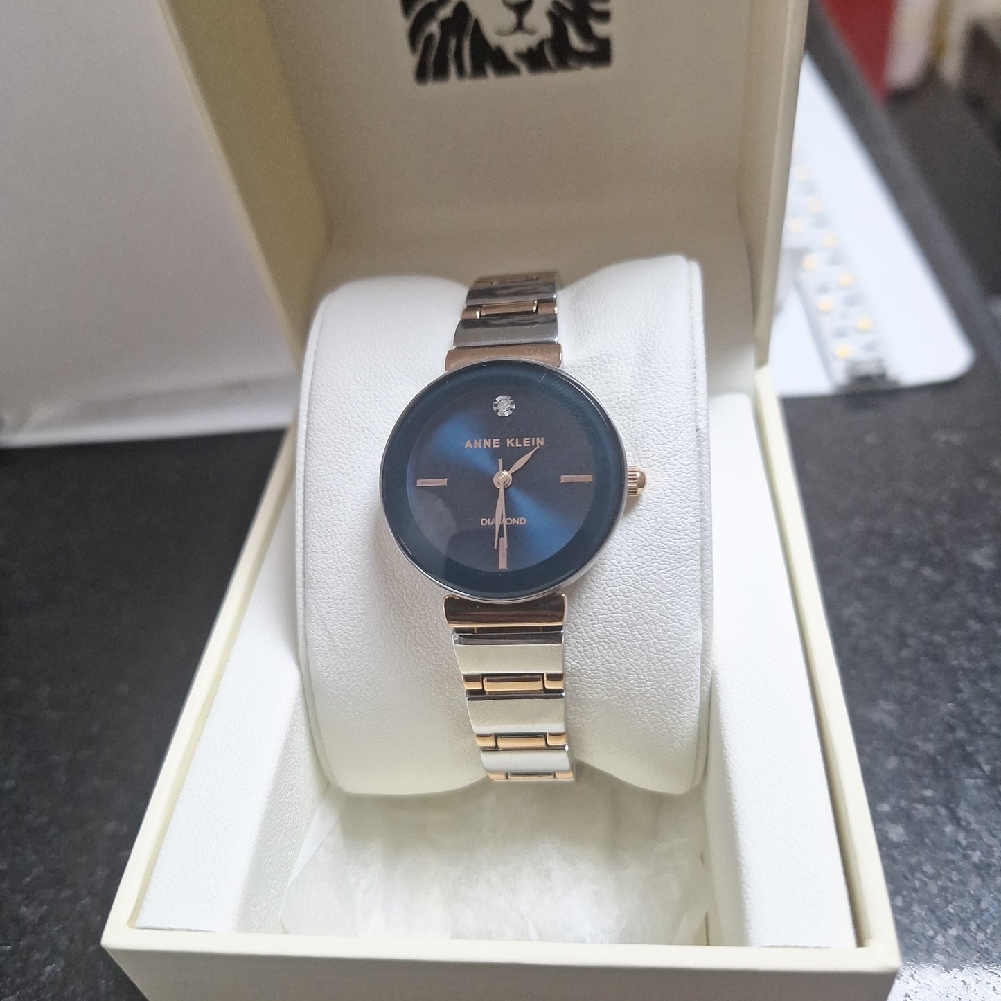 Anne Klein Navy blue Genuine Diamond Bracelet Women's Watch, 2435NVRT