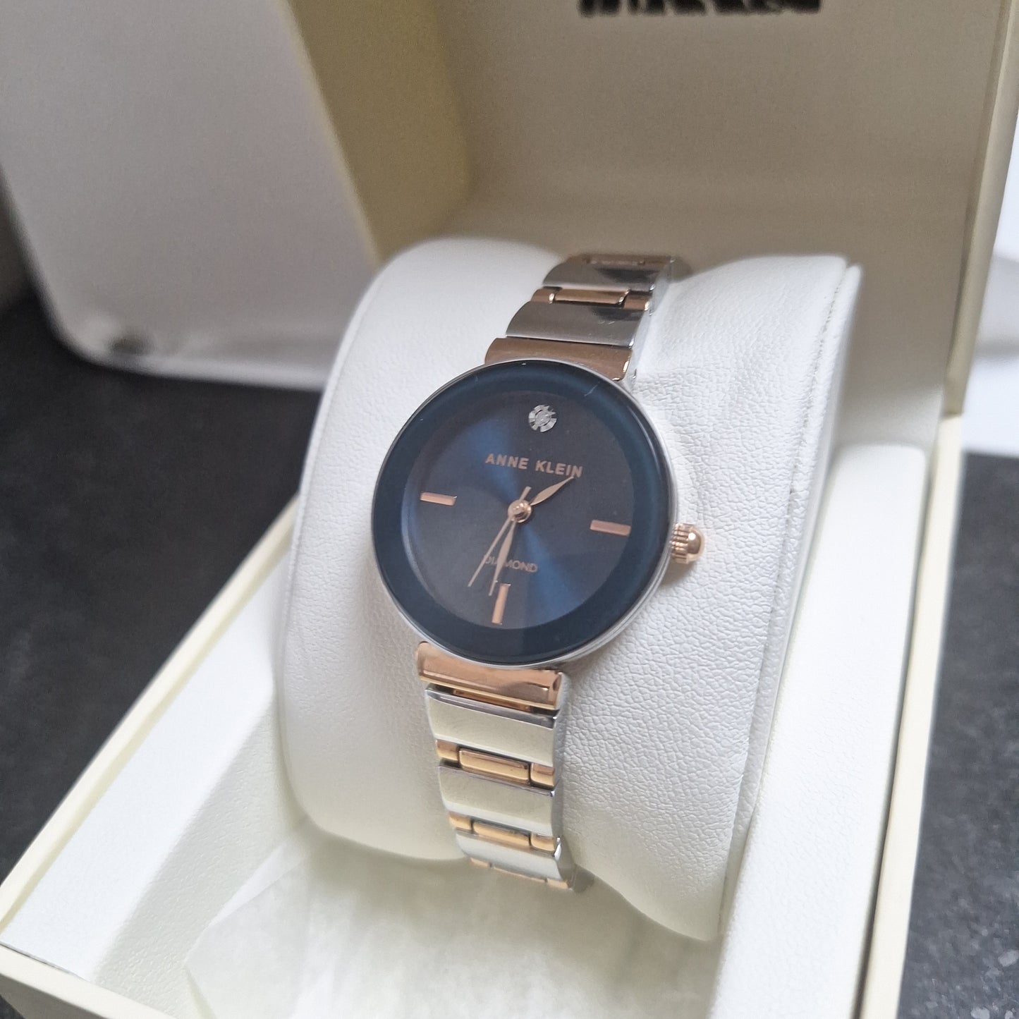 Anne Klein Navy blue Genuine Diamond Bracelet Women's Watch, 2435NVRT