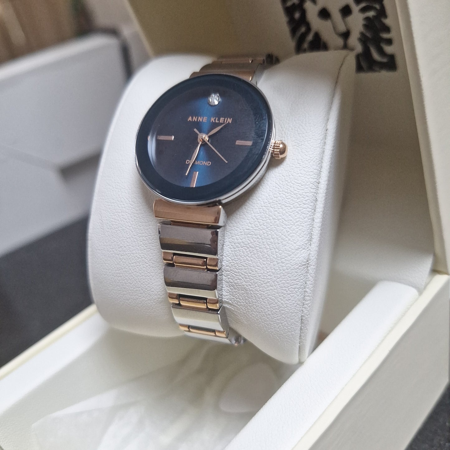 Anne Klein Navy blue Genuine Diamond Bracelet Women's Watch, 2435NVRT