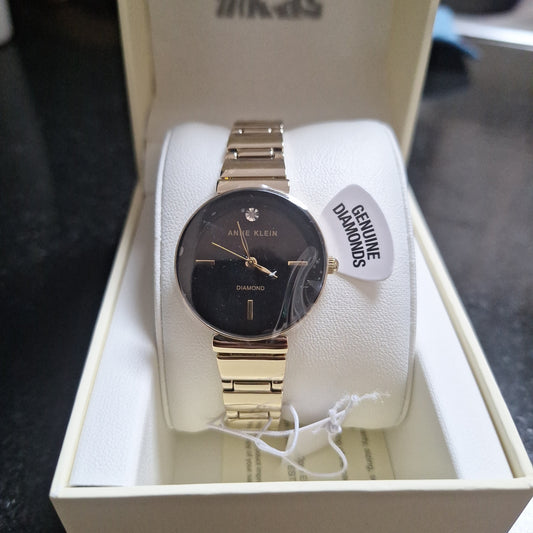 Anne Klein Genuine Diamond Women's Watch, Gold l AK/2434BKGB