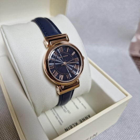 Anne Klein Women's Watch Blue Leather Strap, 10/9442RGDM