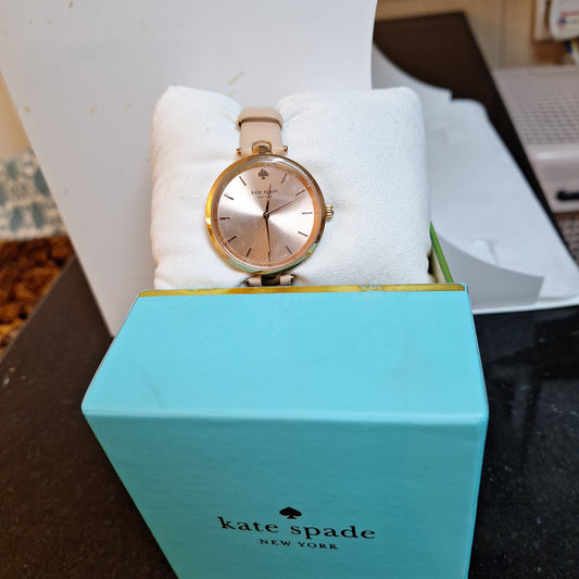 Kate Spade Watches Holland l Rose Gold Dial Leather Watch l 1YRU0812