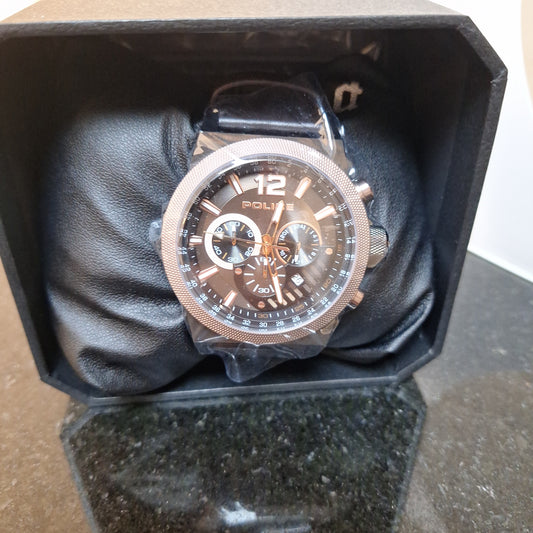 Police Ladbroke Men's Analogue Watch l Brown leather Strap l PL.15529JSBBN/12
