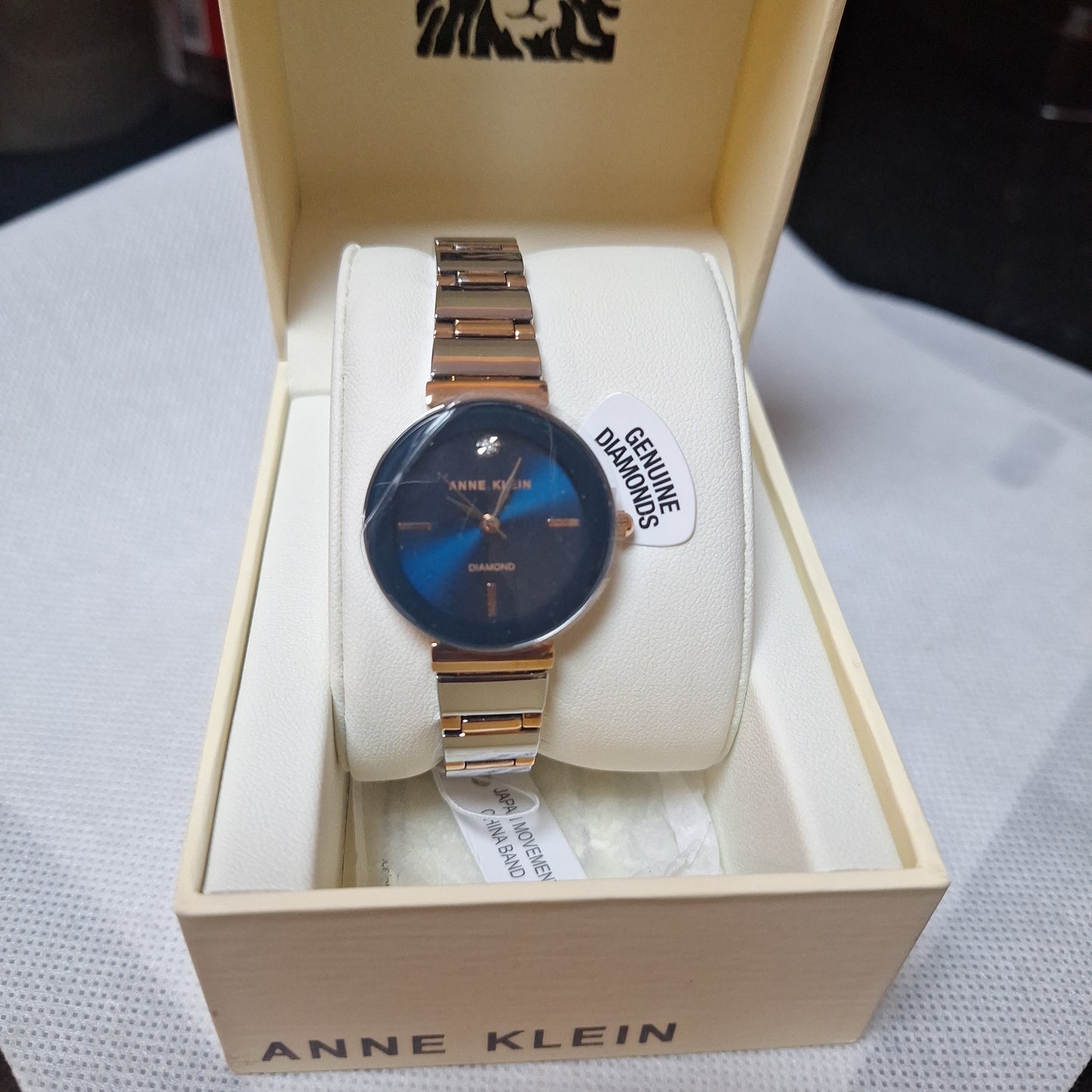 Anne Klein Navy blue Genuine Diamond Bracelet Women's Watch, 2435NVRT