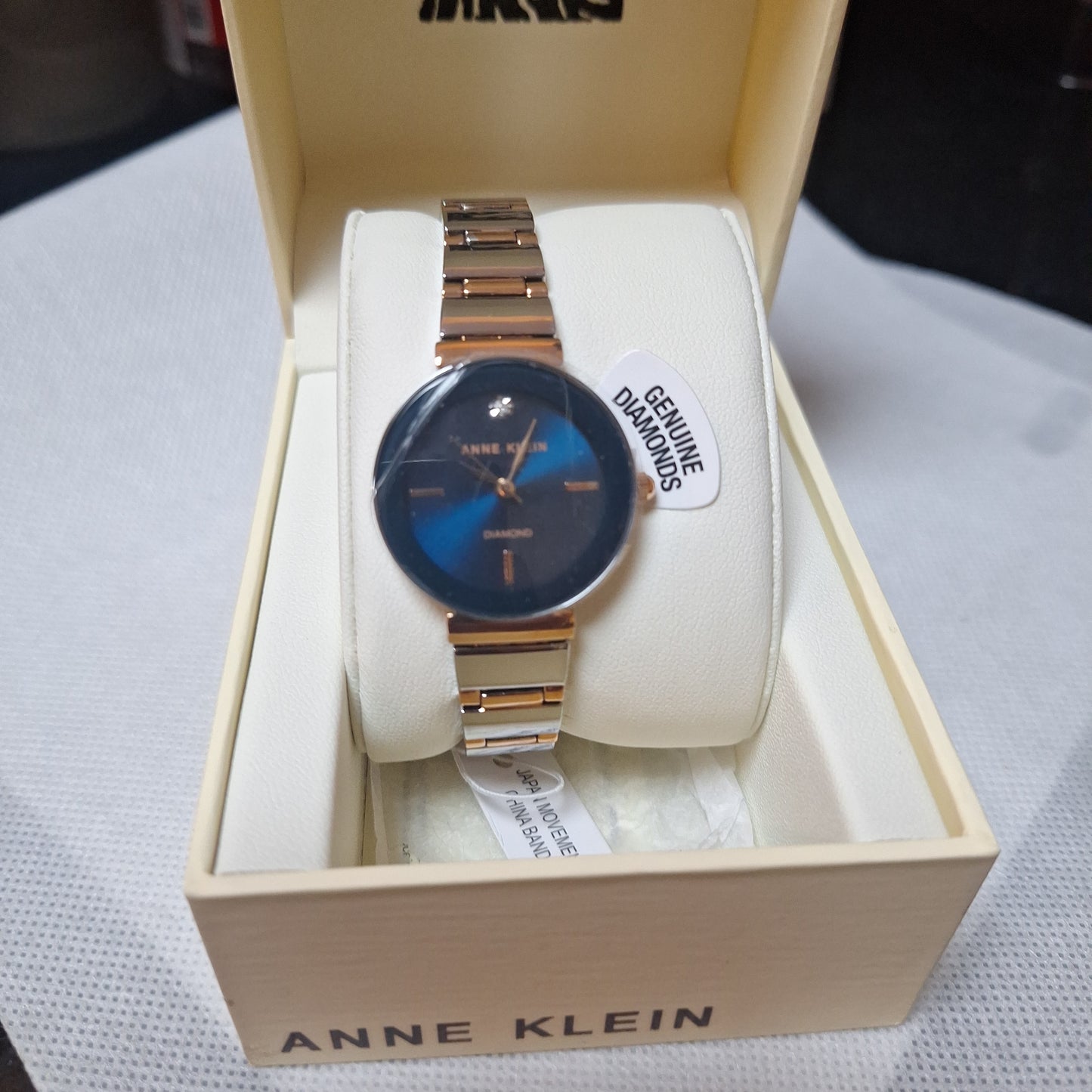 Anne Klein Navy blue Genuine Diamond Bracelet Women's Watch, 2435NVRT