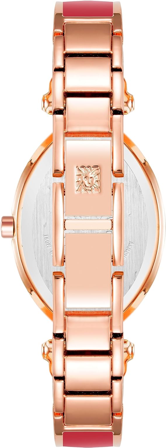 Anne Klein Women's Genuine Diamond Dial Bangle Watch, AK/4018,Red/Rose Gold