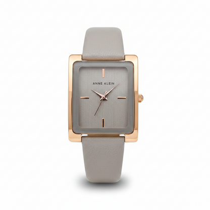 Anne Klein Women's  Watch, Grey Leather Strap l AK2706RGTP