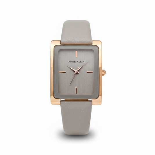 Anne Klein Women's  Watch, Grey Leather Strap l AK2706RGTP