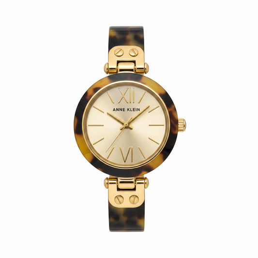 Anne Klein Dress Watch For Women Analog Plastic, Brown/Gold l 10/9652CHTO