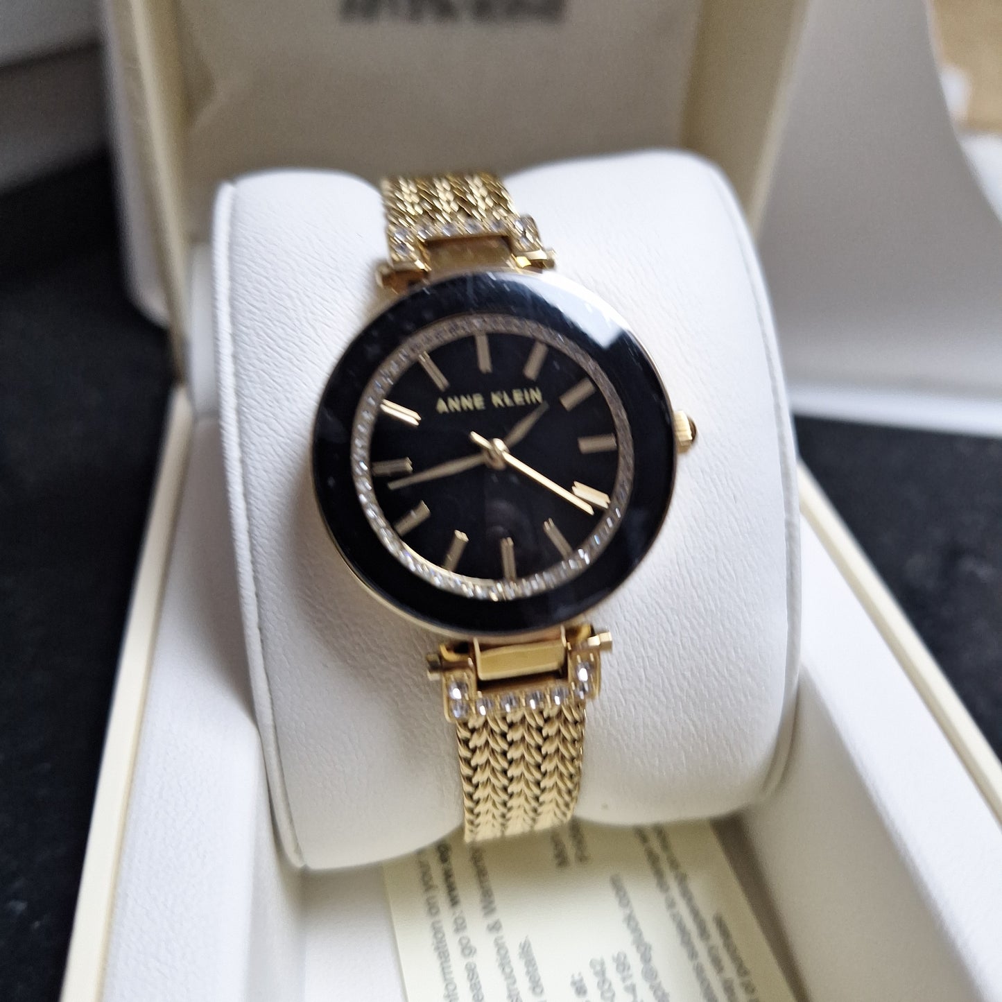 Anne Klein Women's Premium Crystal Accented Mesh Bracelet Watch