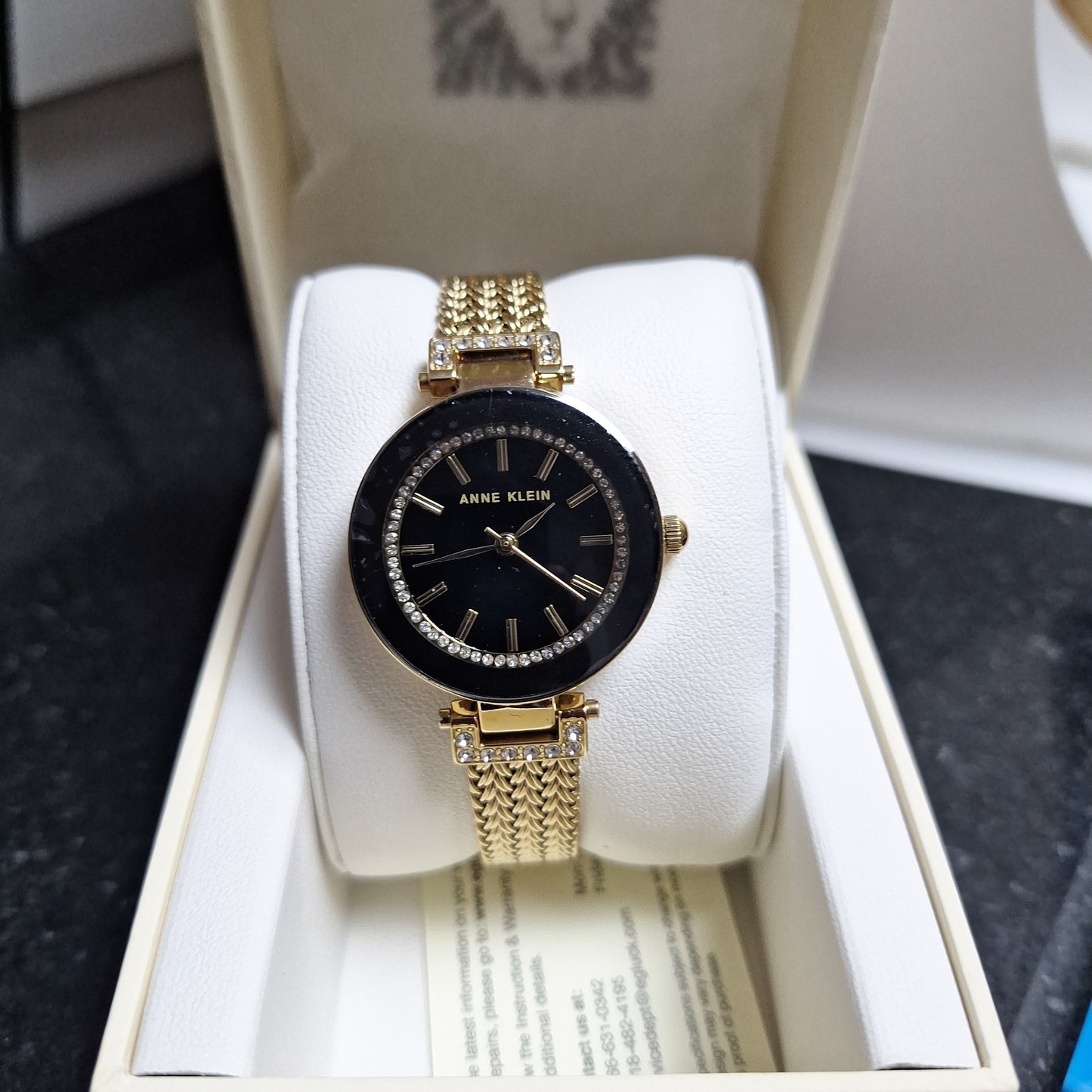 Anne Klein Women's Premium Crystal Accented Mesh Bracelet Watch