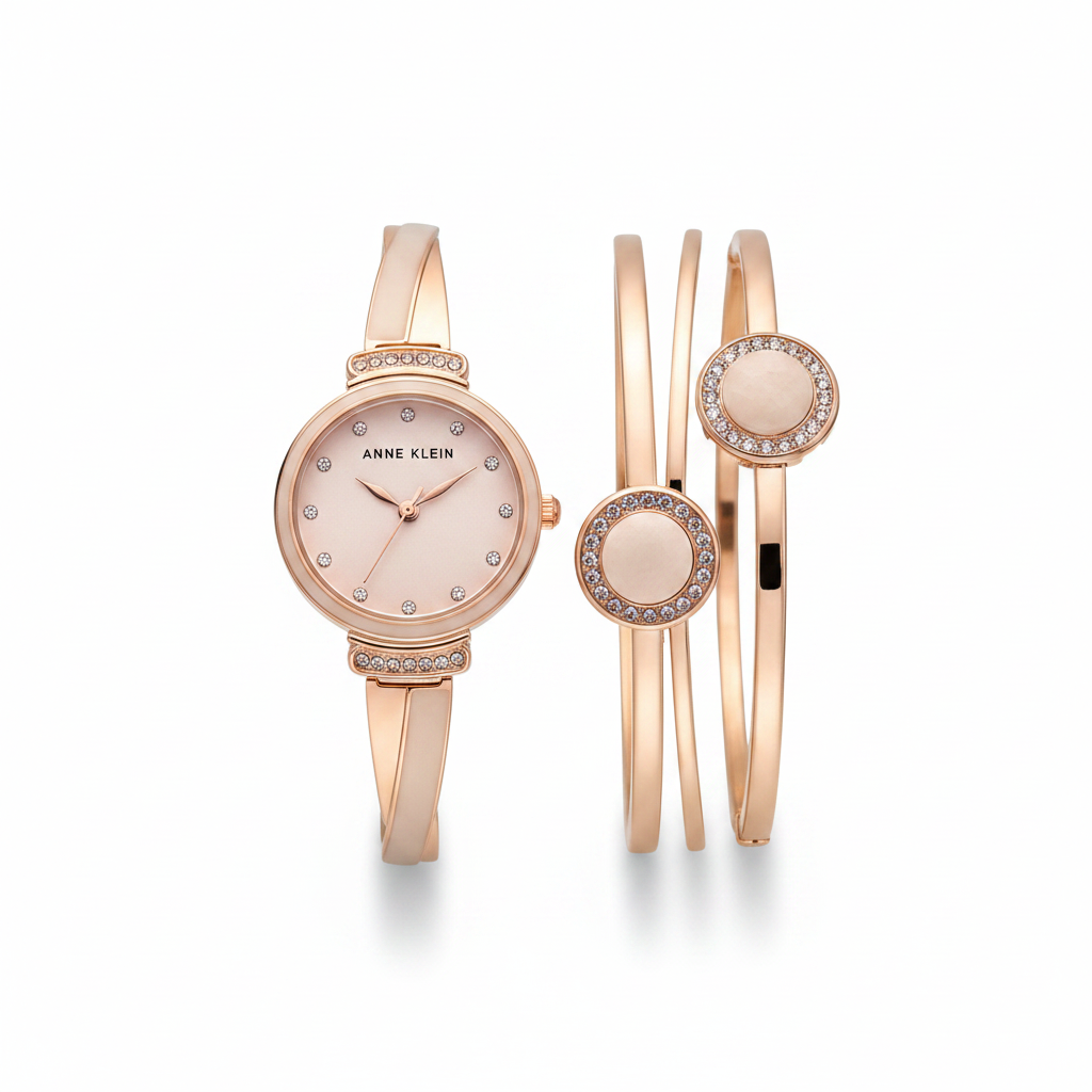 Authentic  Anne Klein Premium Crystal Accented and Bangle Set Women's  Watch Model AK3292LPST