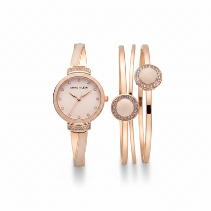 Authentic  Anne Klein Premium Crystal Accented and Bangle Set Women's  Watch Model AK3292LPST