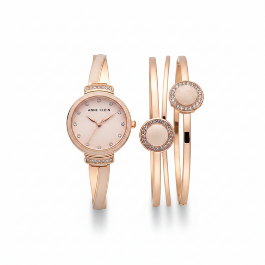 Authentic  Anne Klein Premium Crystal Accented and Bangle Set Women's  Watch Model AK3292LPST