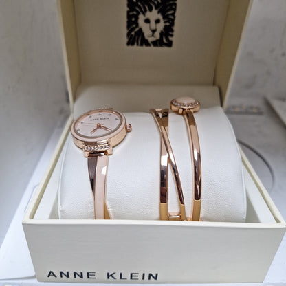 Anne Klein Premium Crystal Accented and Bangle Set Women's  Watch