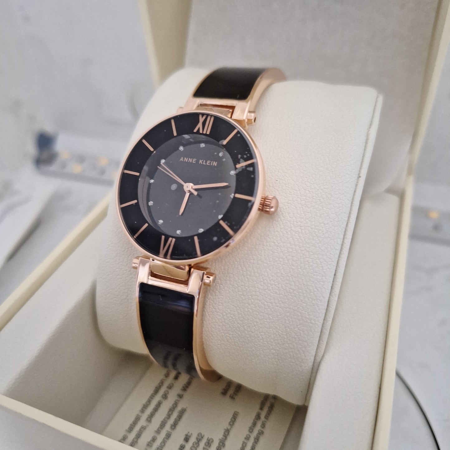Anne klein 3956 glitter accented dial bangle women's watch