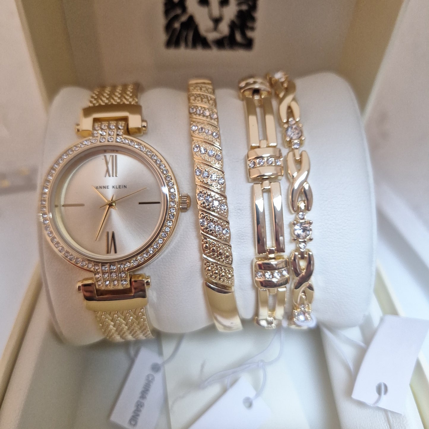 Anne Klein Women's Premium Crystal Accented Watch and Bracelet Set,