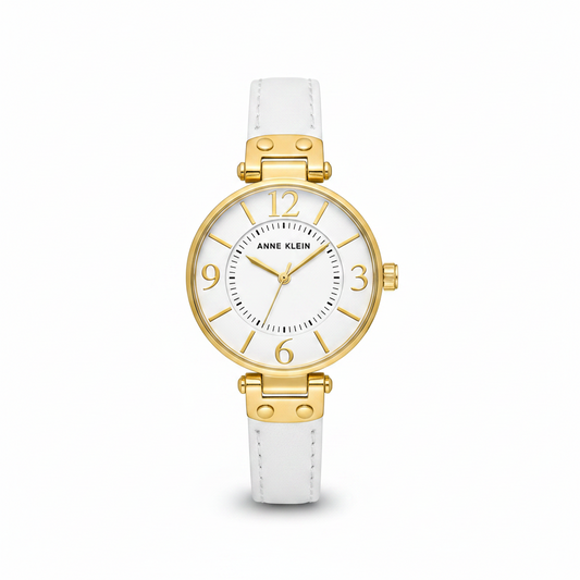 Anne Klein Women's Watch, Analog l White Leather Strap, 10-9168WTWT