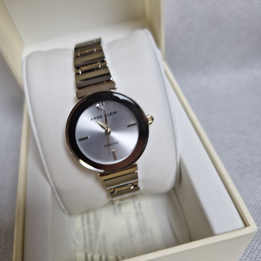 Anne Klein Women's Genuine Diamond Dial Watch, Silver