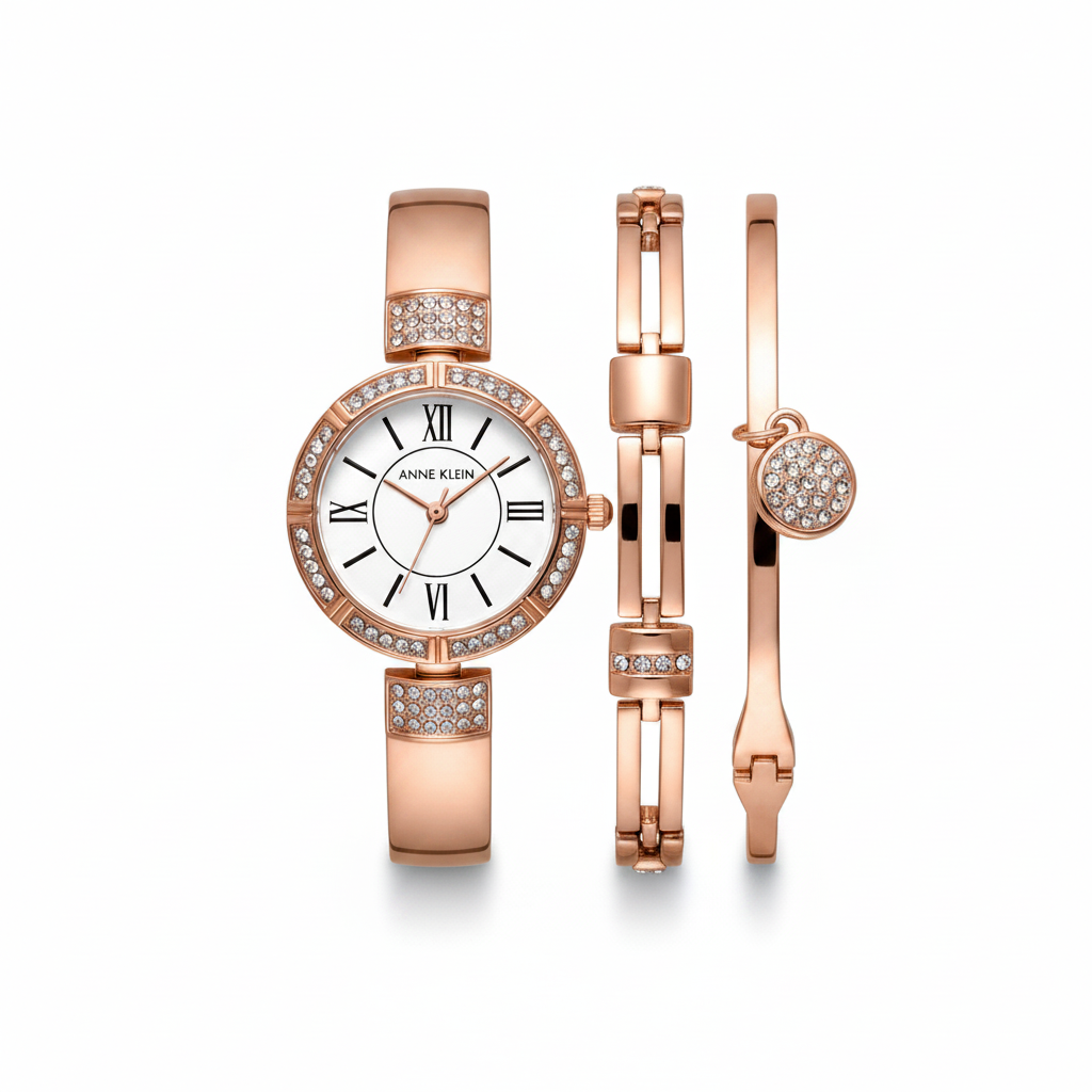 Anne Klein Women's Premium Crystal Accented Watch, AK/3294RGST