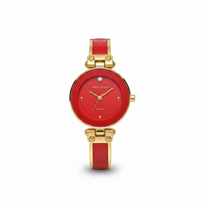 Anne Klein Women's Genuine Diamond Dial Bangle Watch. Red Bangle l AK/1980RDGB