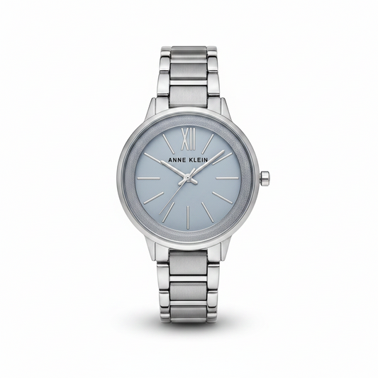 Anne Klein Women's Watch, Silver-tone adjustable link bracelet with light blue shimmer, AK/1413LBSV