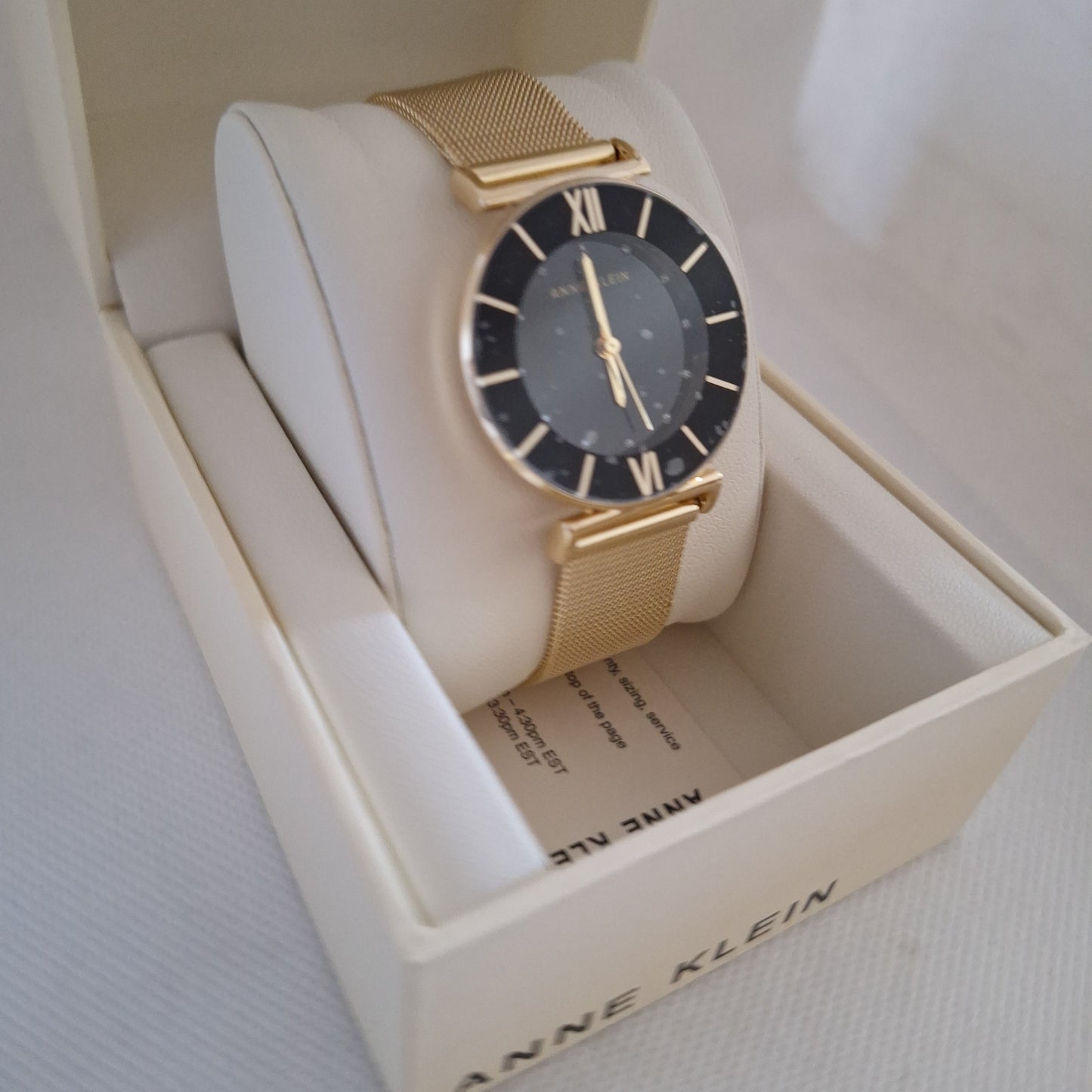 Anne Klein Women's Glitter Accented Mesh Bracelet Watch, AK/3780BKGB