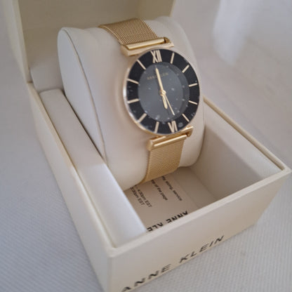Anne Klein Women's Glitter Accented Mesh Bracelet Watch, AK/3780BKGB