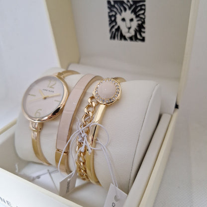 Anne Klein Women's Bangle Watch and Premium Crystal Accented Bracelet Set