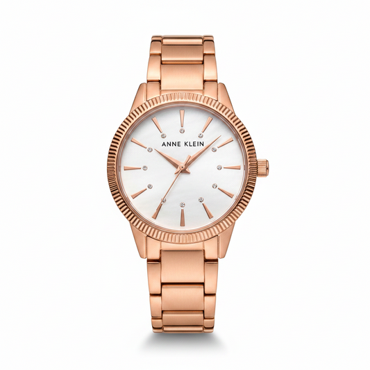 Anne Klein Womens Quartz Watch, Analog Display and Gold Stainless Steel Strap AK/3056WTRG l Authentic