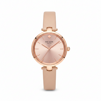 Kate Spade Watches Holland l Rose Gold Dial Leather Watch l 1YRU0812