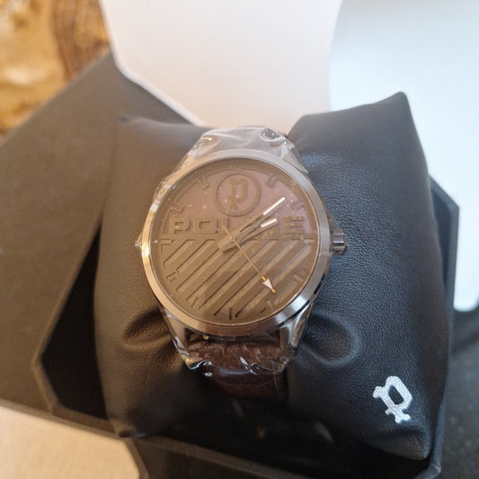 Police Men's Analogue Quartz Watch with Leather Strap l Grey dial l PEWJA2121402