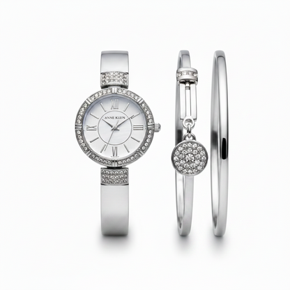 Anne Klein Bracelet Set Premium Crystal Accented, Silver l AK/3295SVST