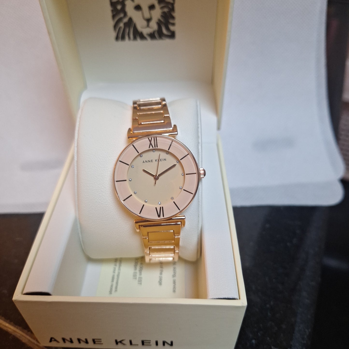 Anne Klein 3782BHRG Japanese Quartz Dress Watch with Metal Strap, Rose Gold, Women's watches,