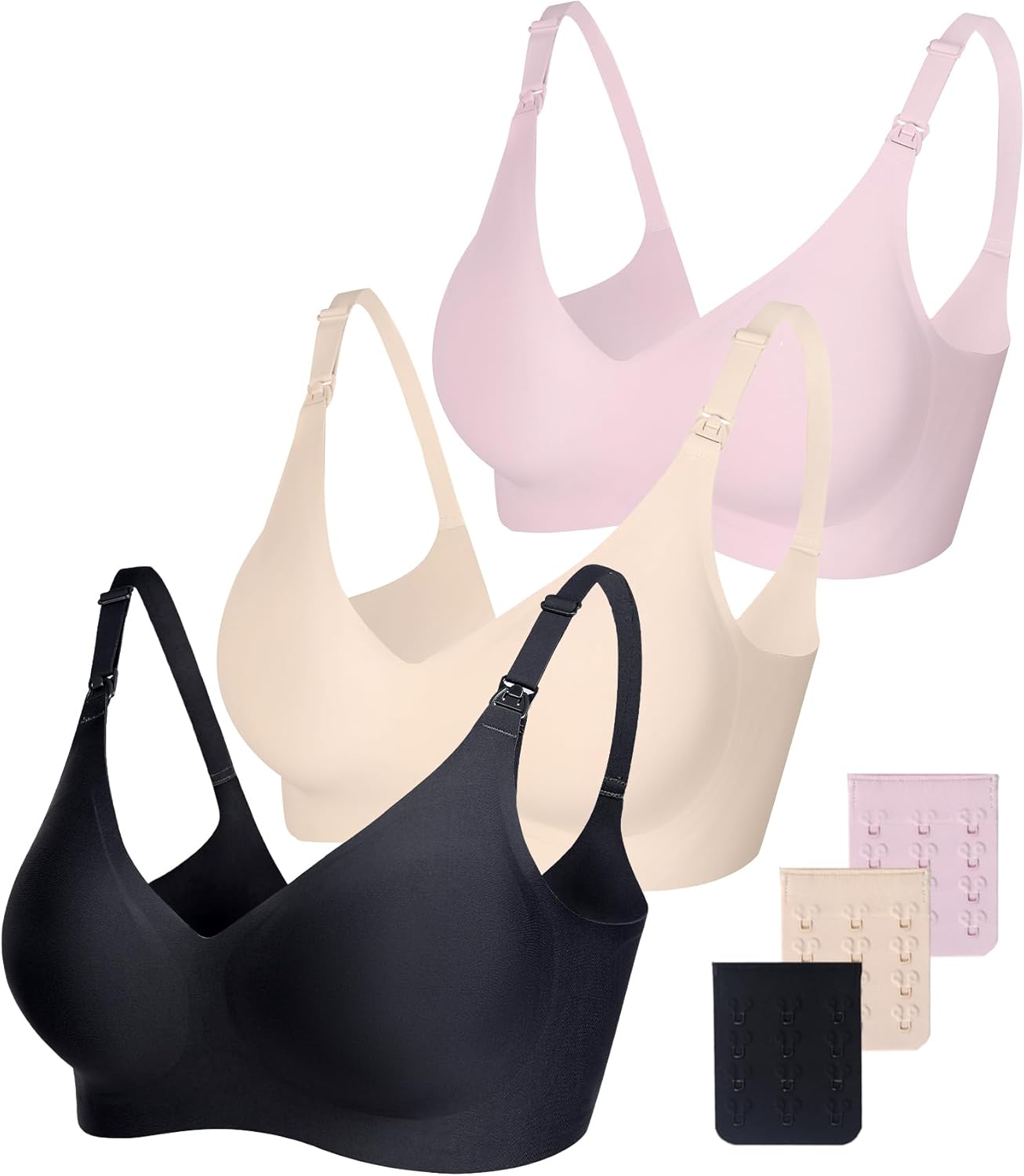 Vinfact Soft Nursing Bras, Seamless, Wireless Breastfeeding Bralette with Extra Bra Extender