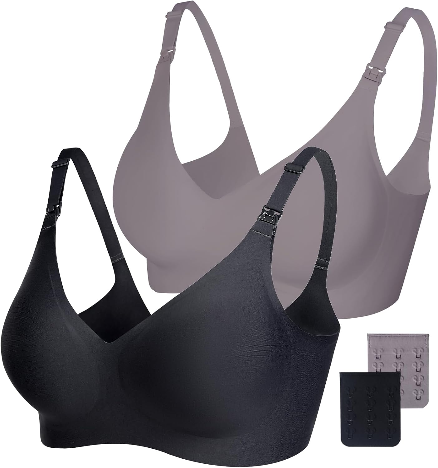 Vinfact Soft Nursing Bras, Seamless, Wireless Breastfeeding Bralette with Extra Bra Extender