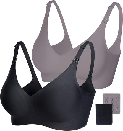 Vinfact Soft Nursing Bras, Seamless, Wireless Breastfeeding Bralette with Extra Bra Extender