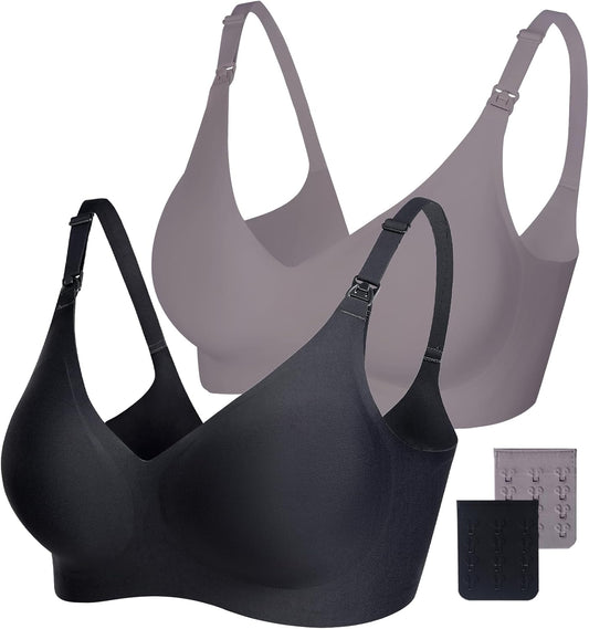 Vinfact Soft Nursing Bras, Seamless, Wireless Breastfeeding Bralette with Extra Bra Extender