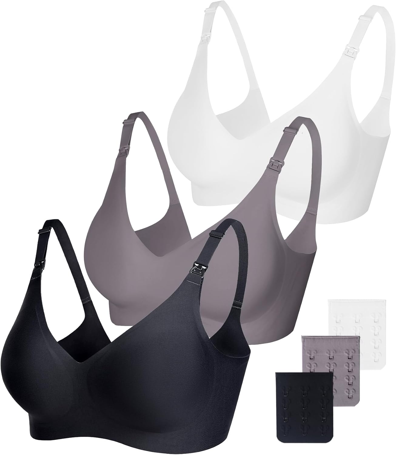 Vinfact Soft Nursing Bras, Seamless, Wireless Breastfeeding Bralette with Extra Bra Extender
