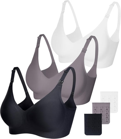 Vinfact Soft Nursing Bras, Seamless, Wireless Breastfeeding Bralette with Extra Bra Extender