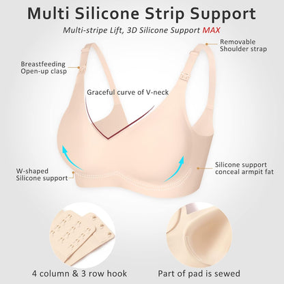 Vinfact Soft Nursing Bras, Seamless, Wireless Breastfeeding Bralette with Extra Bra Extender
