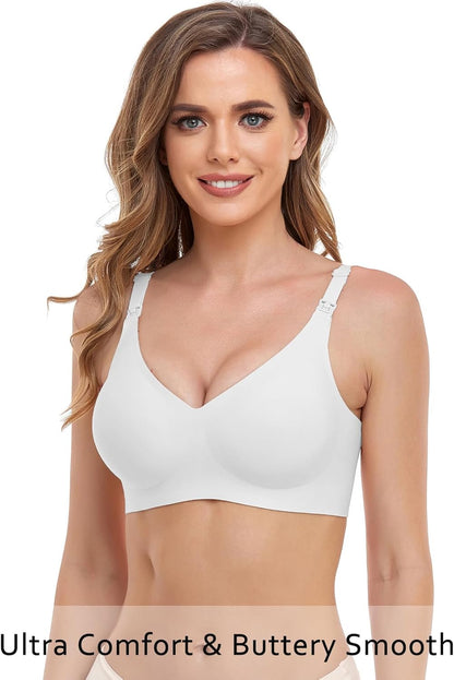 Vinfact Soft Nursing Bras, Seamless, Wireless Breastfeeding Bralette with Extra Bra Extender