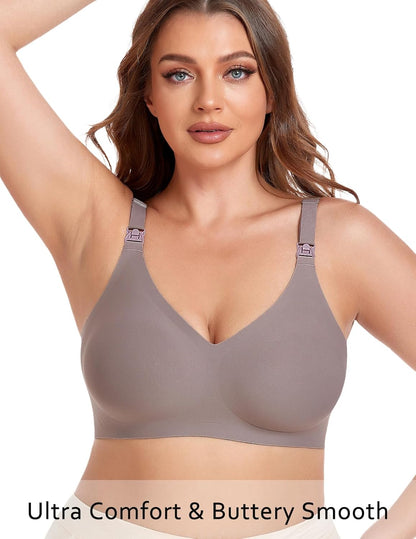 Vinfact Soft Nursing Bras, Seamless, Wireless Breastfeeding Bralette with Extra Bra Extender