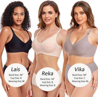 Vinfact Soft Nursing Bras, Seamless, Wireless Breastfeeding Bralette with Extra Bra Extender