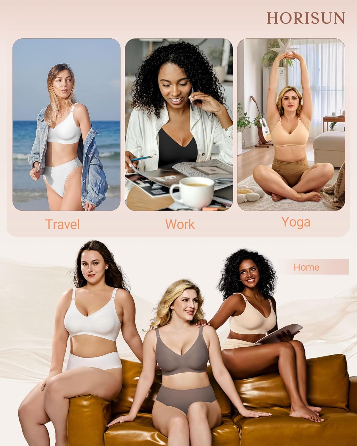 HORISUN womens Ultimate Wireless Bra Full Coverage Bra