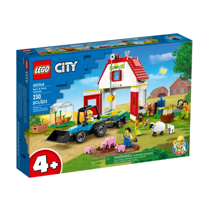LEGO 60346 City Barn & Farm Animals Toys, Set with Tractor, Trailer, Sheep, Cow and Pig plus Babies Figures