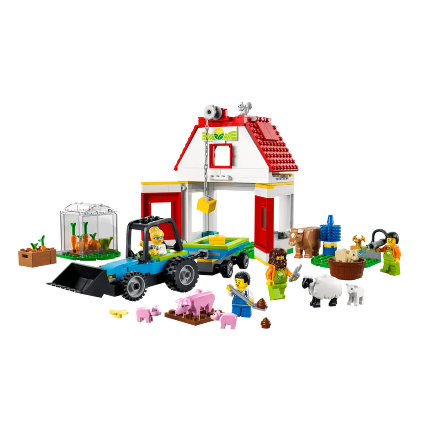 LEGO 60346 City Barn & Farm Animals Toys, Set with Tractor, Trailer, Sheep, Cow and Pig plus Babies Figures