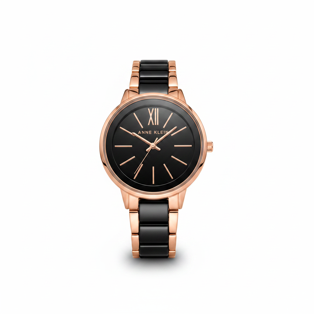 Anne Klein Women's Resin Bracelet Watch, Black Bracelet  Ak1412BKRG