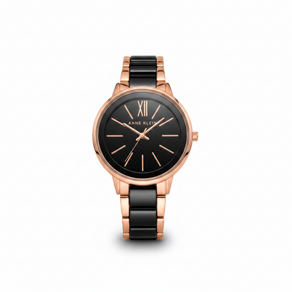 Anne Klein Women's Resin Bracelet Watch, Black Bracelet  Ak1412BKRG