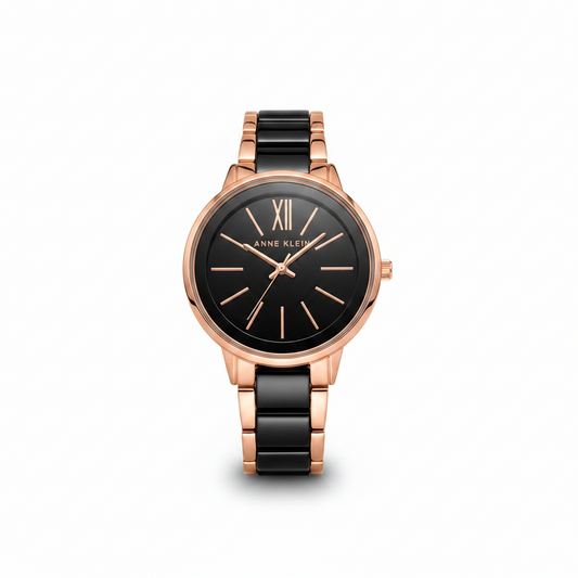 Anne Klein Women's Resin Bracelet Watch, Black Bracelet  Ak1412BKRG
